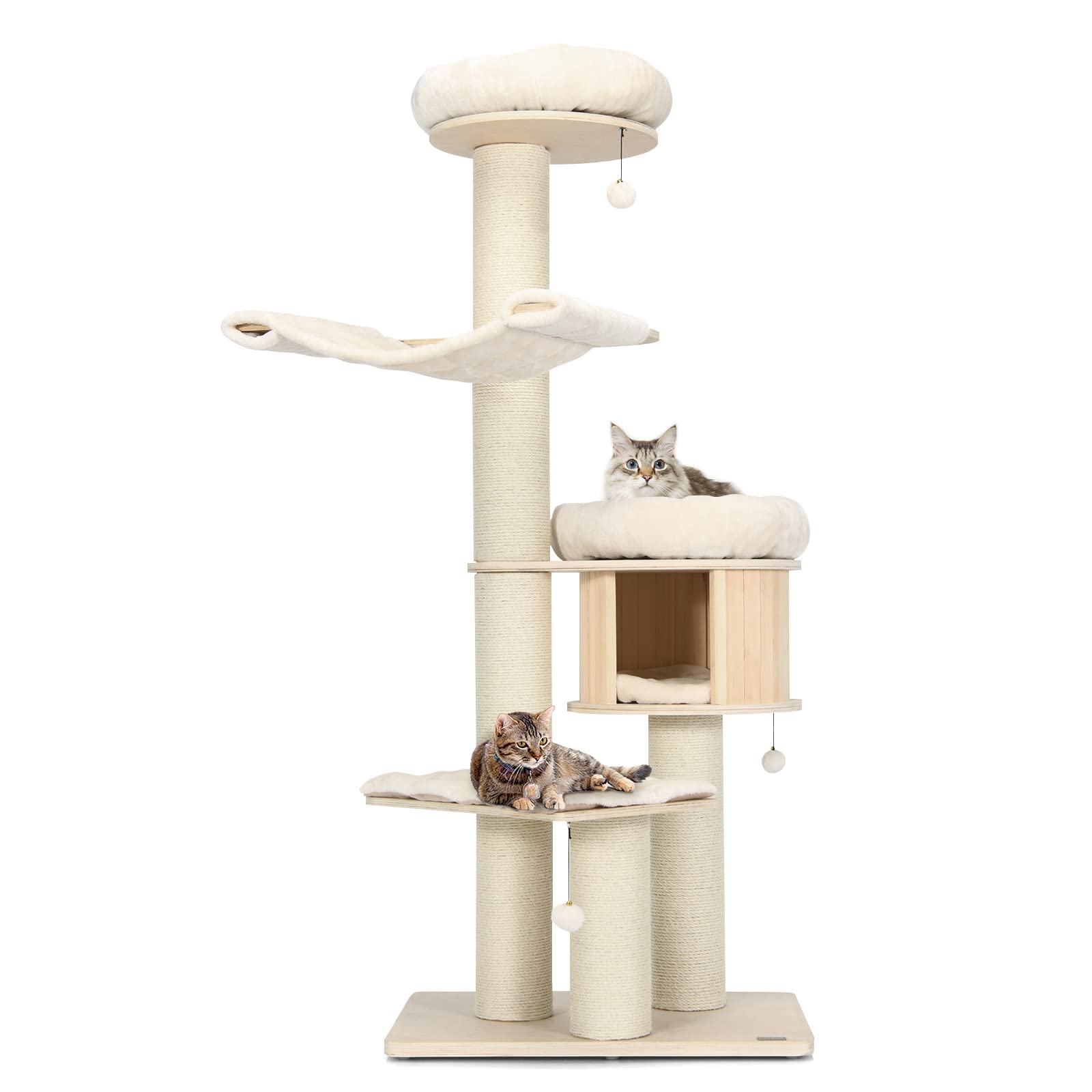 Tangkula Modern Cat Tree with Sisal Posts for Indoor Large Cats